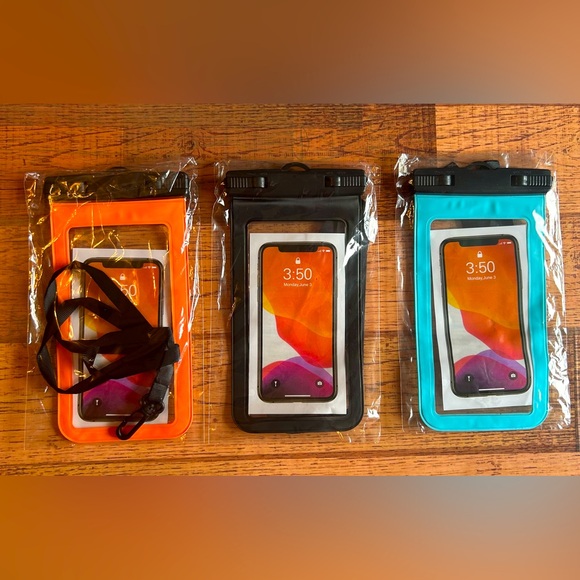 3 pack waterproof floating cell phone pouch dry bag case/cover Fits all phones - Picture 1 of 6